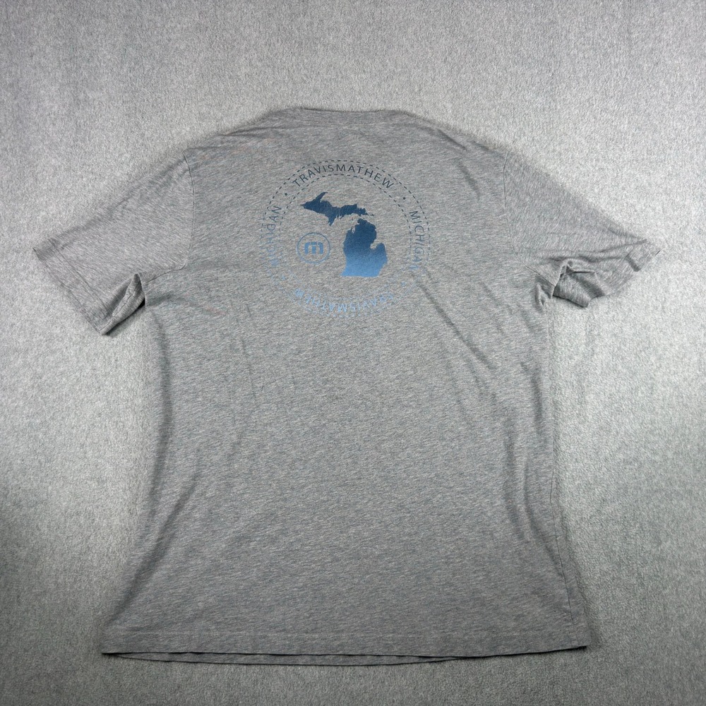 Travis Mathew T Shirt Michigan Mens XL Gray Blue Pima Cotton Tee
